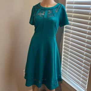 Flare lace dress skater dress green teal